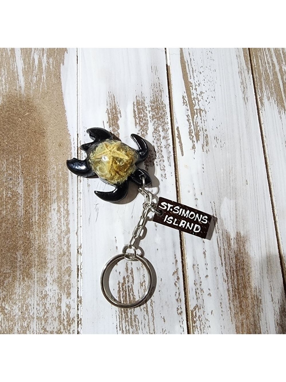 St. Simon's Island GA nautical 3D Sea turtle seashell and coconut keychain